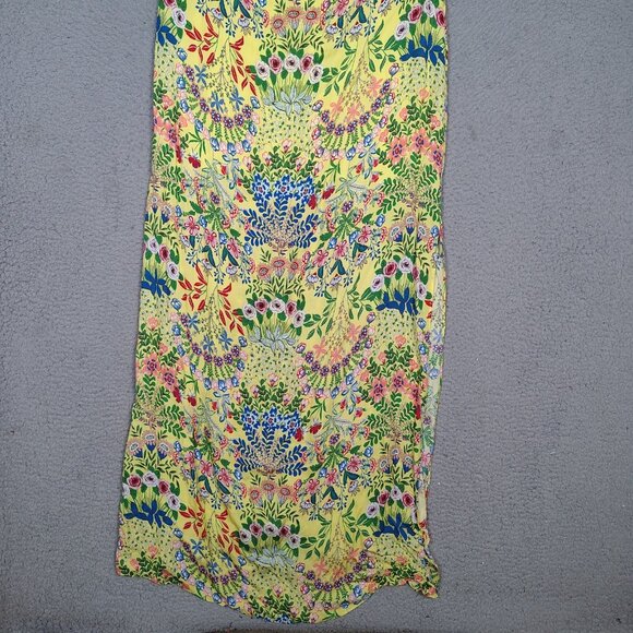Alice + Olivia Maxi Dress Women 10 Yellow Multi Floral Side Slit Spaghetti Strap - Picture 10 of 14